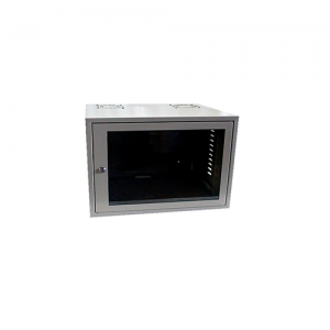 Rack 12U cinza com visor em acrílico